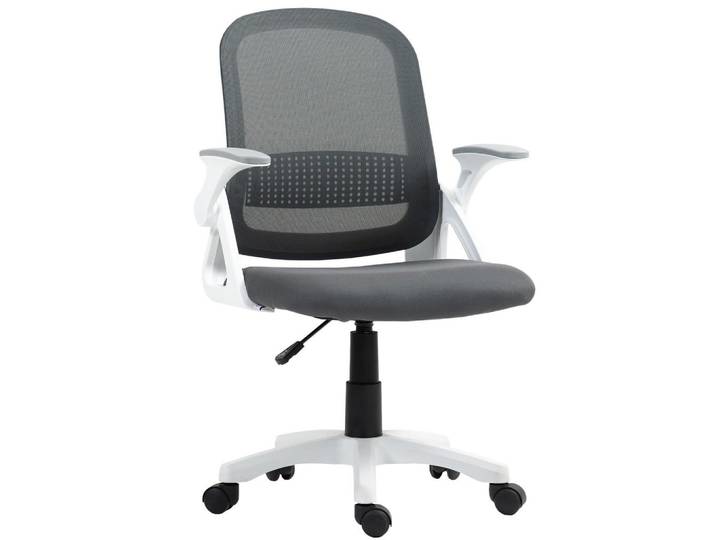 Drehstuhl atmungsaktiv klappbare Arme Lendenstütze ergonomisch Grau, 57.5x101x60 cm, Büromöbel, Bürostühle, Drehstühle