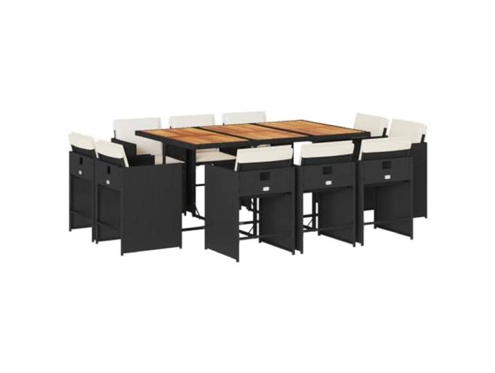 PUGYNBK Esszimmer-Set für den Garten, 11-teilig, synthetisches Rattan, Schwarz