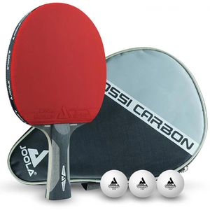 Joola Tischtennisschläger Rosskopf Carbon, 5-teiliges Set, 1 Schläger, 3 Bälle & Transporttasche, mit ITTF-Zulassung