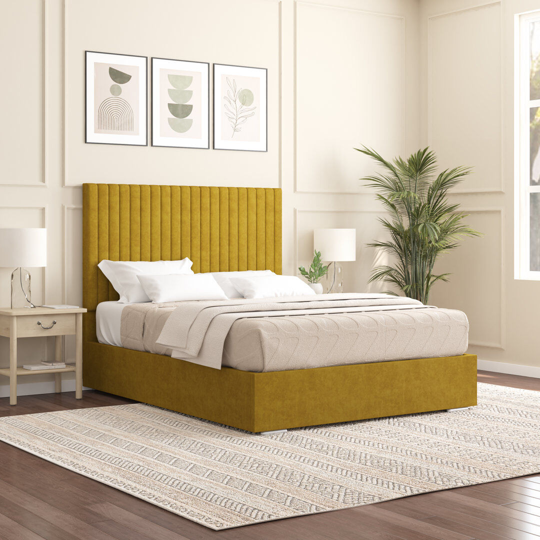 Brayden Studio Aidean Upholstered Bed Frame Turmeric Kingsize (5')