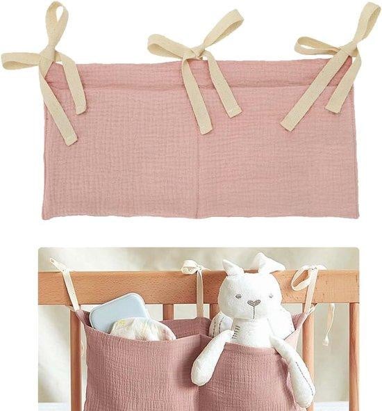 Roze hangende opbergtas voor kinderbed, organizer, Breedte: 30 cm, Diepte: 40 cm