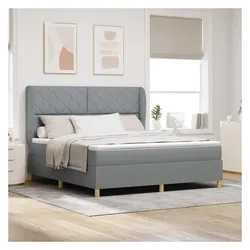 vidaXL, Boxspringbett, Boxspringbett Mit Matratze Stoff Hellgrau (180 x 200 cm)