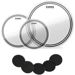 Evans EC2SCLR-R 10-12-16 Clear Tom Pack Rock mit Damper Pads (Tom), Drumhead, Transparent