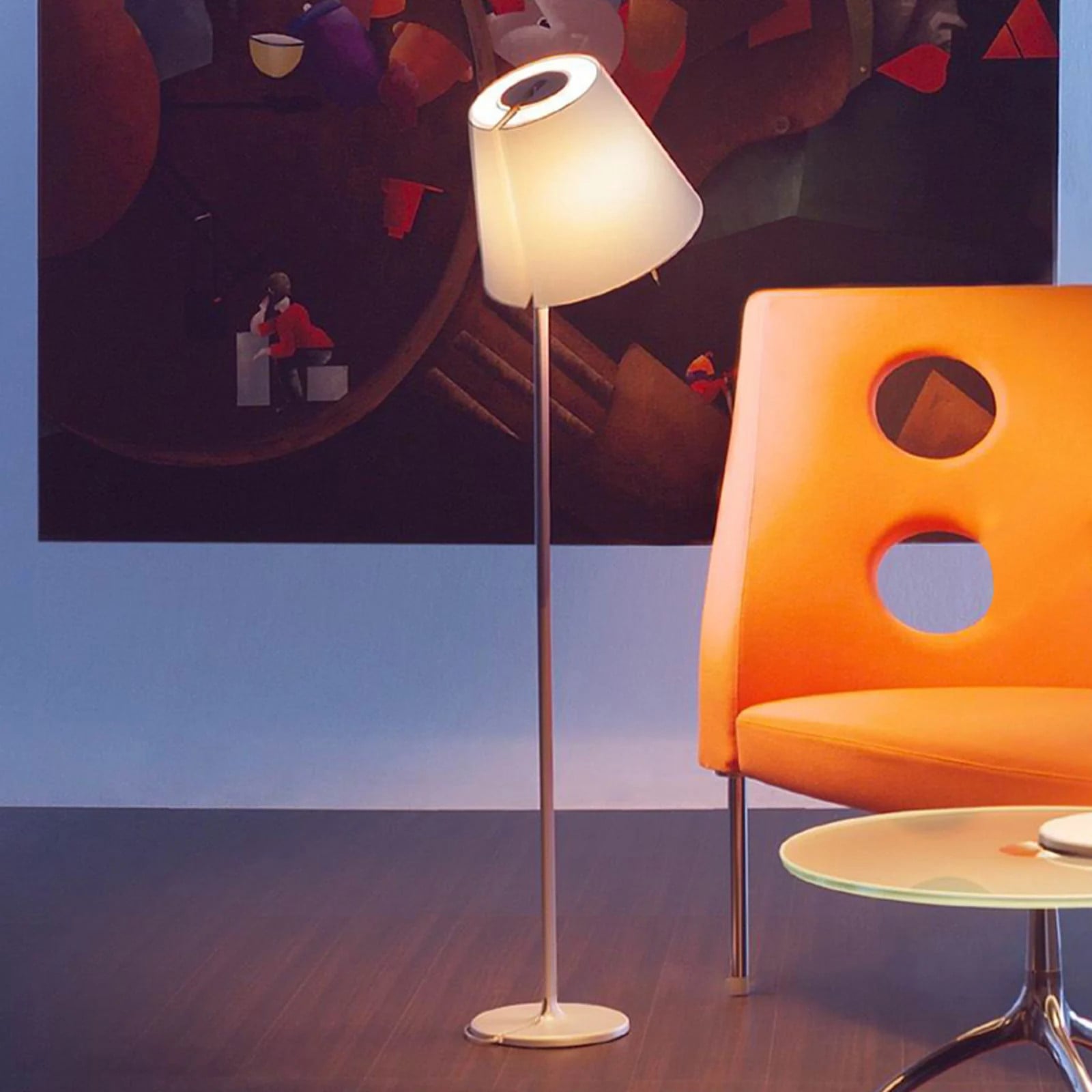Artemide Melampo F Vloerlamp Gray met Stoffen Lampenkap