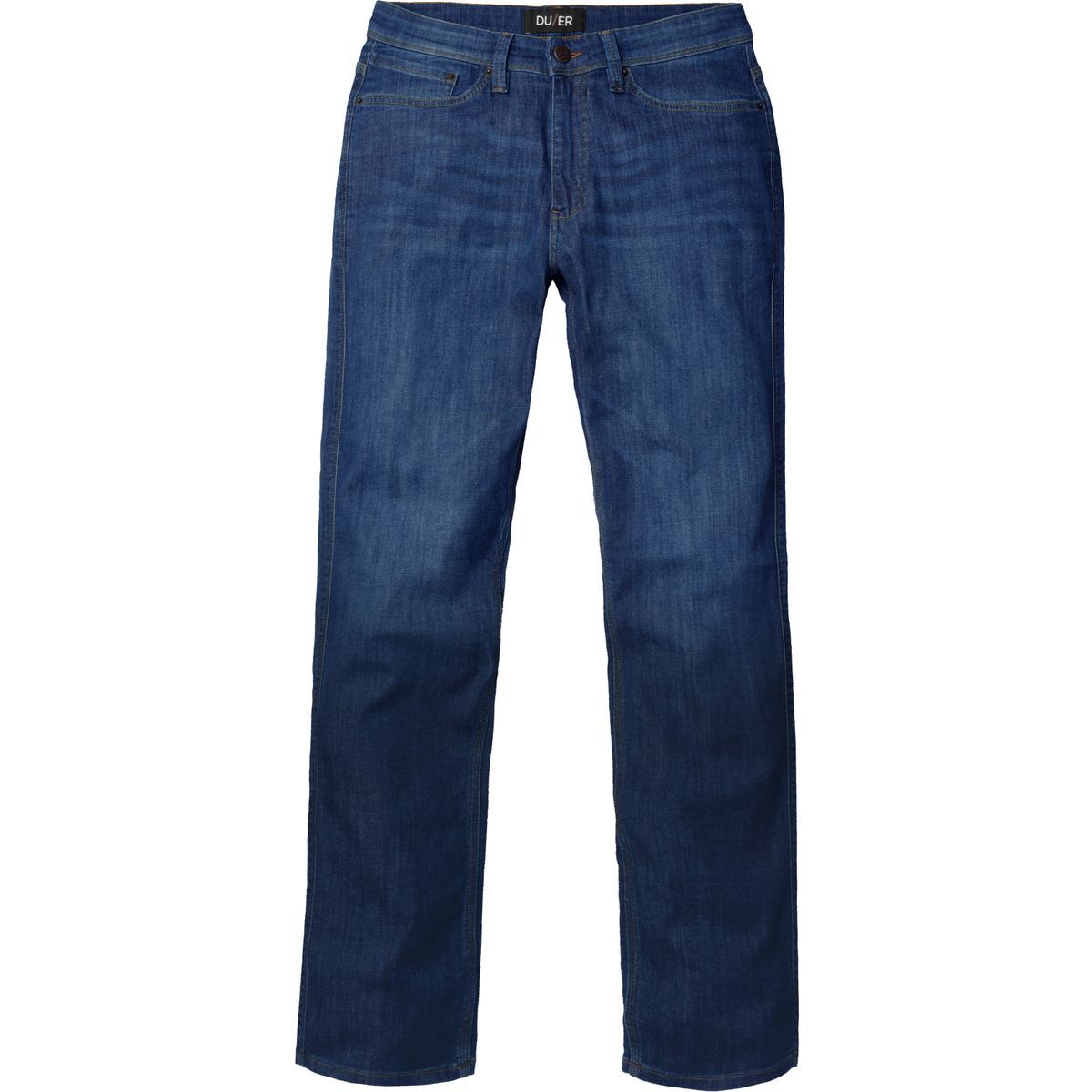 DU/ER Performance Denim Lite Slim Straight worn in indigo (WII) 30W 30L MFWT4207-WII-30-30