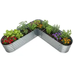 Relaxdays Hochbeet in L-Form Silber