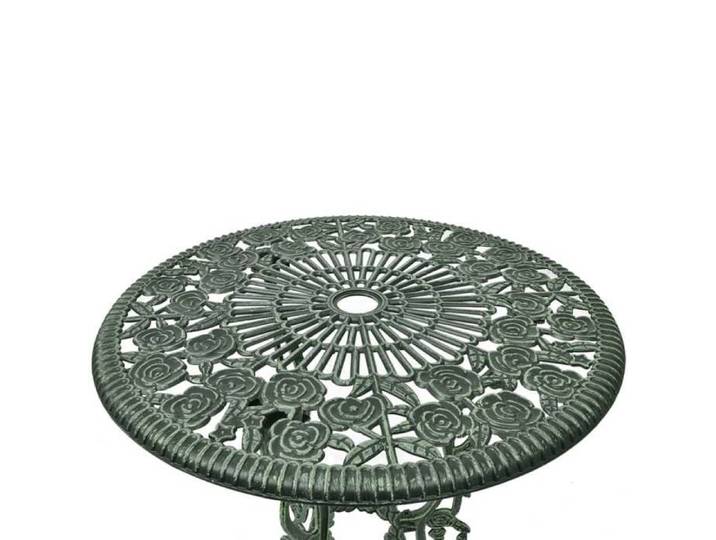 Soldes d'automne Vert Mobilier de Balcon - Ensemble de bistro - 3 pcs - Aluminium coulé Vert 4685945514306
