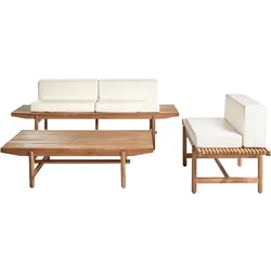 LOUNGE-SET 3-Sitzer Heller Holzfarbton Giaveno