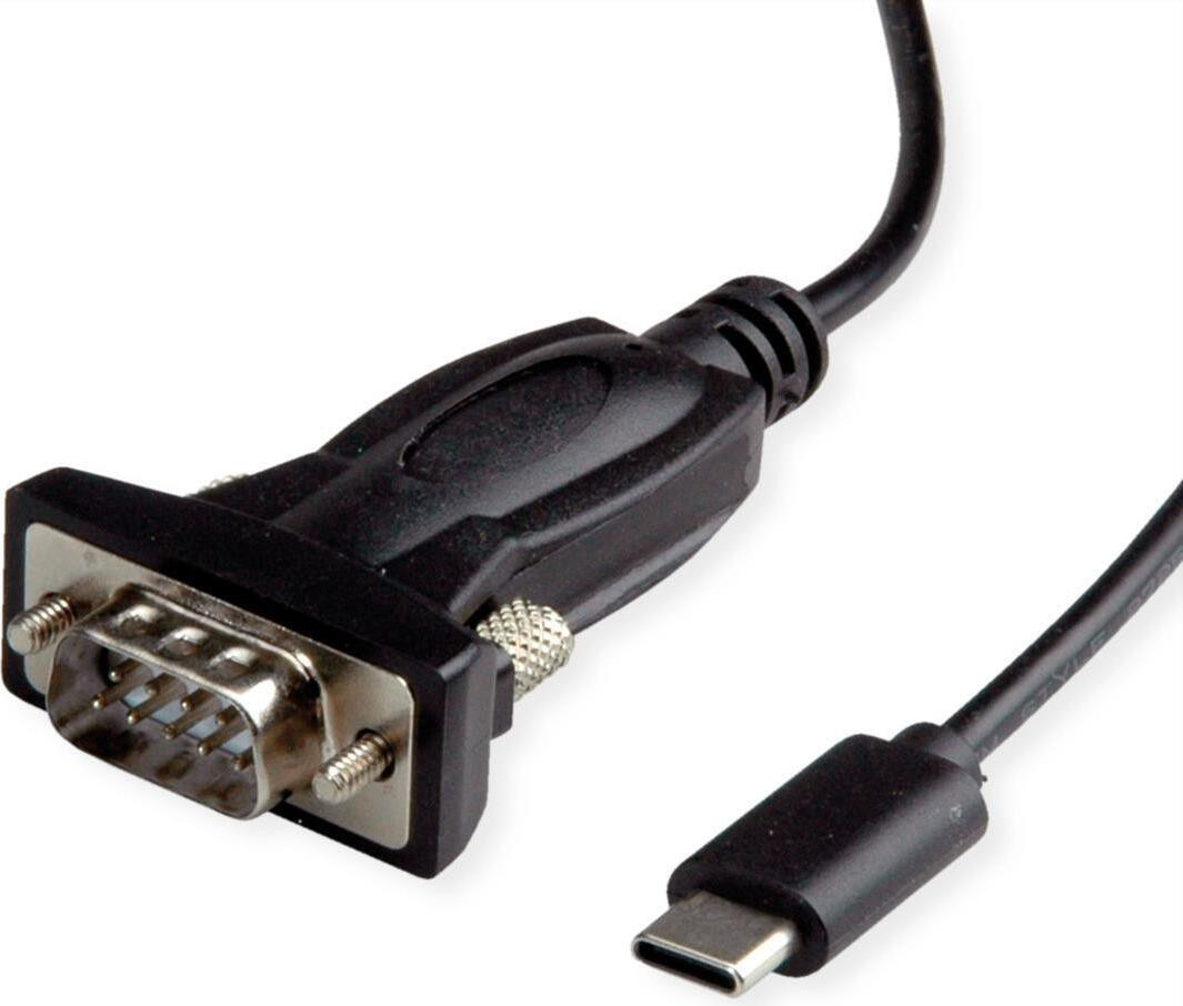 VALUE USB naar serieel conversiekabel, Type C naar RS232, zwart, 1,8 meter