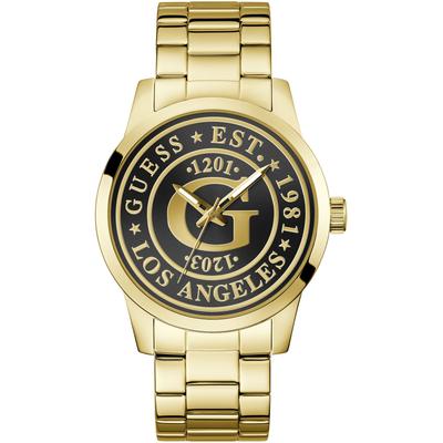 Quarzuhr GUESS "COLLEGIATE G", gold (goldfarben), Armbanduhren, Herren, Quarzuhr, Armbanduhr, Herrenuhr, Edelstahlarmband