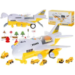 Ikonka Transporter Flugzeug + 6 Autos Baufahrzeuge Seite/Front
