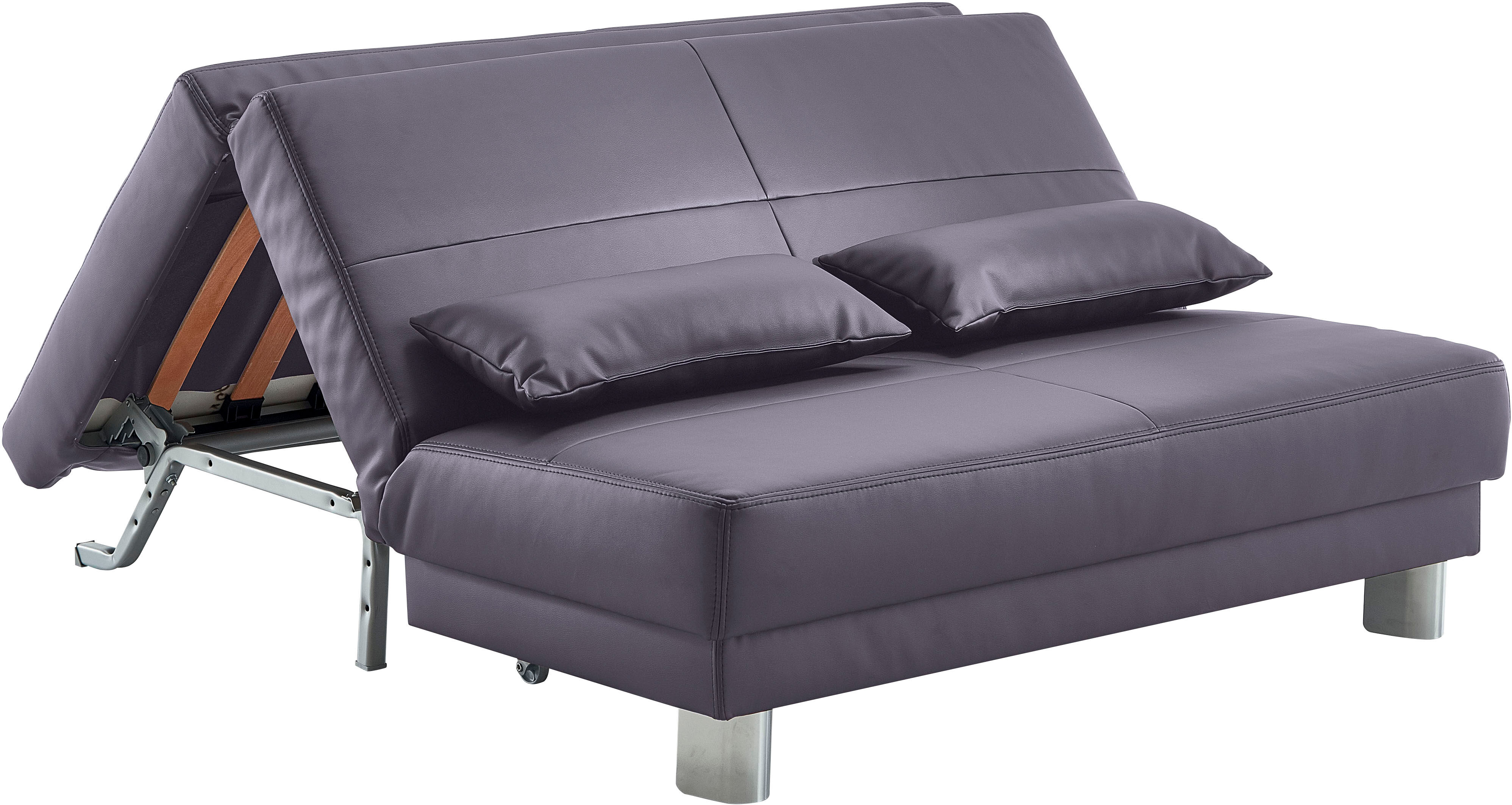 Schlafsofa HOME AFFAIRE "Gina", braun (schlamm), B:160cm H:86cm T:195cm, 100% PU, Sofas, Schlafsofa, mit einem Handgriff vom Sofa zum Bett