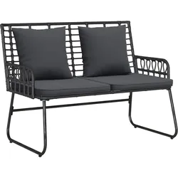 vidaXL Gartenbank Schwarz und Anthrazit Poly-Rattan