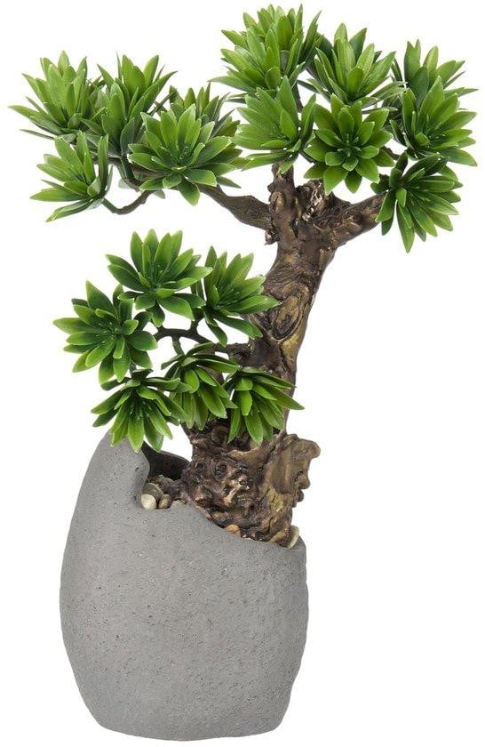Unyqoos Kunstbonsai met cementpot en kleurrijke kiezelstenen