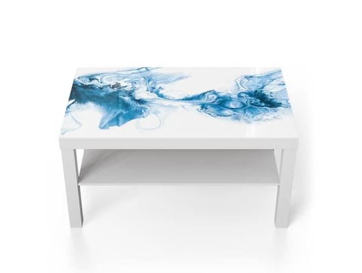 DEQORI Glastisch weiß groß 90x50 cm Motiv Blaue Meditation ausgefallener Beistelltisch aus Glas Hochglanz Couchtisch fürs Wohnzimmer moderner Couch Tisch mit Design