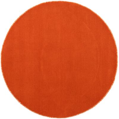 Wollteppich CARPETFINE "Gabbeh Lola Uni", orange, H:14mm Ø:80cm, Wolle, Teppiche, mit natürlichem Pflanzenmaterial von Hand gewebt, auch in Rund