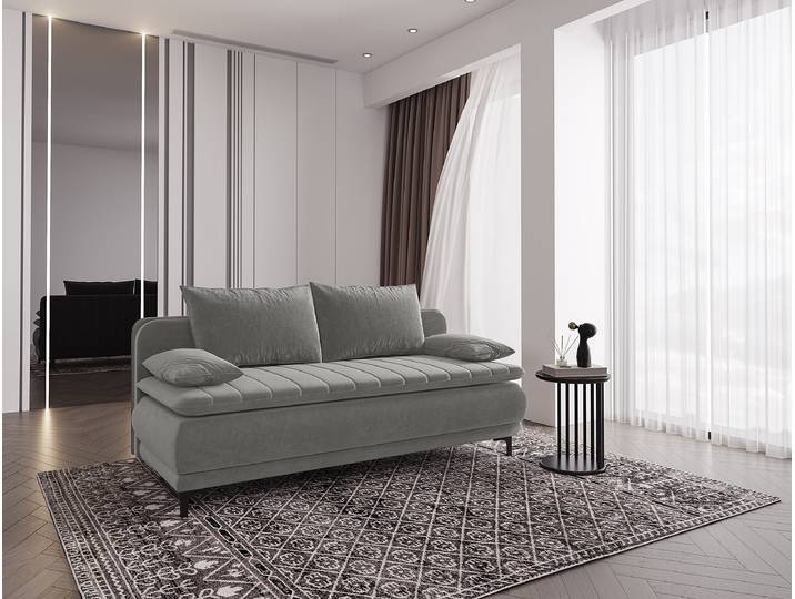 Schlafsofa Grau Microfaser Valeria 206 x 96 x 96cm mit Schlaffunktion Modern