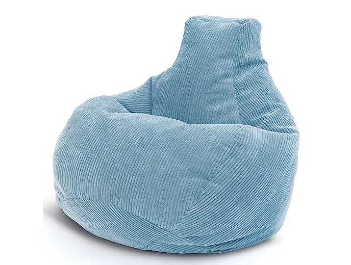 Green Bean® Sitzsack mit Rückenlehne 80x80x90cm - Gaming Chair mit 230L Füllung Cordstoff - Bean Bag Bodenkissen Lounge Sitzhocker Relax-Sessel Gamer Gamingstuhl Hellblau