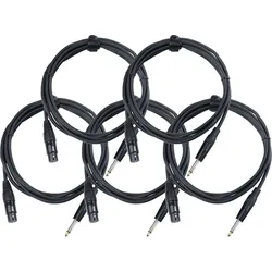 Pronomic Stage XFJ-2.5 Mikrofonkabel XLR/Klinke 2,5 m Schwarz 5er Set