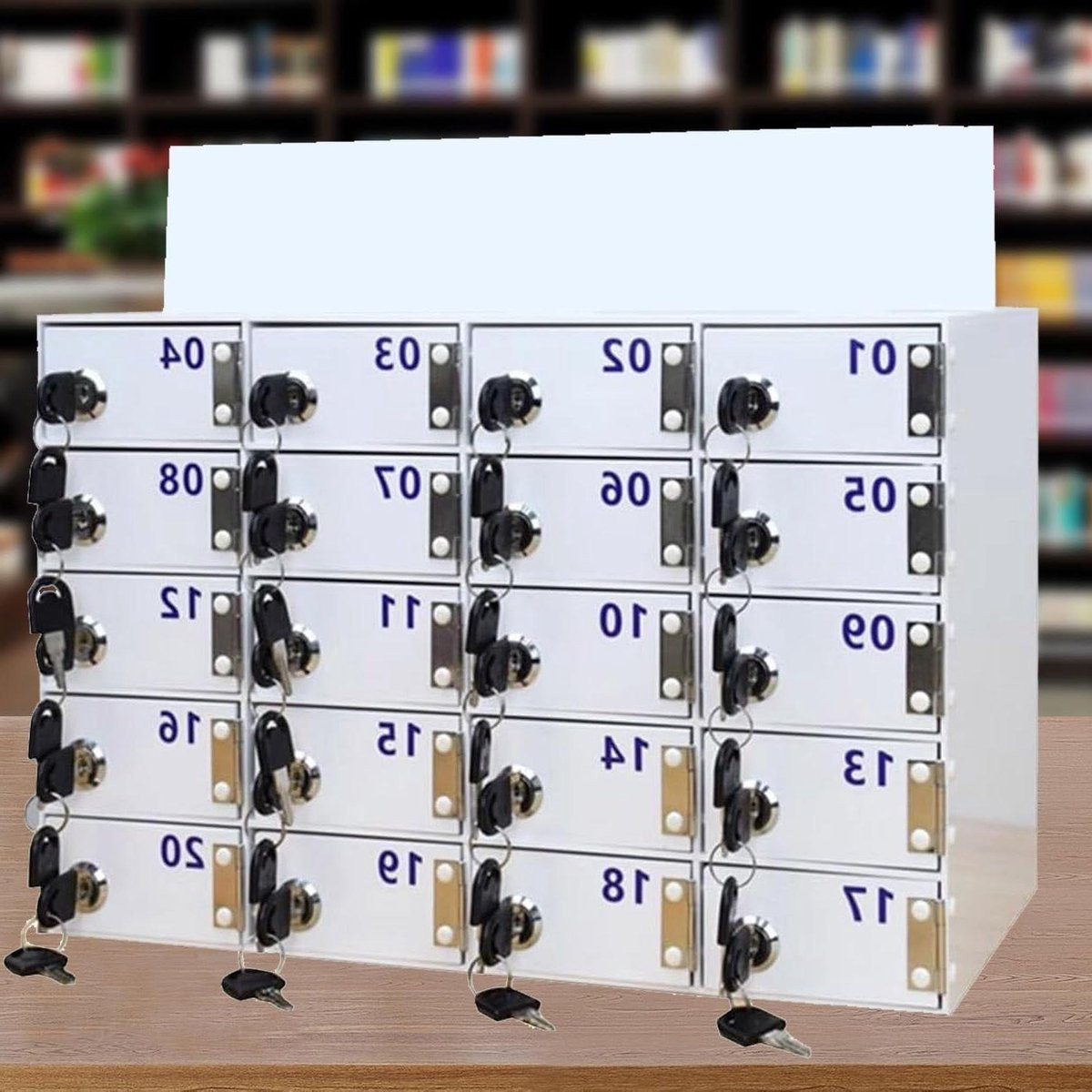 Telefoon Opbergkast Mobiele Kluis met Slot - 20 Vakken - Wit - Acryl
