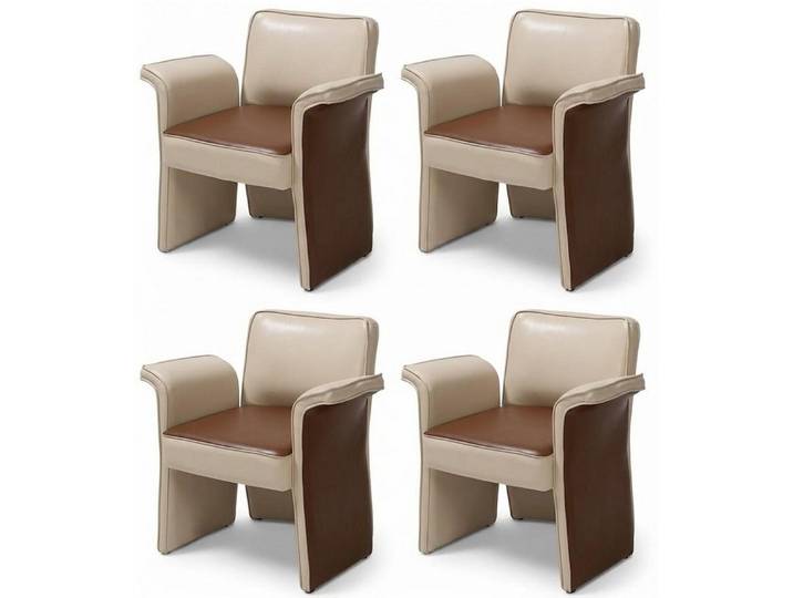 Xlmoebel Esszimmerstuhl Beige-braune Kunstlederstühle im modernen, zeitlosen Design, Made in Europa
