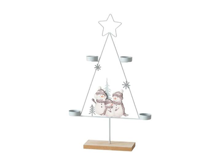Dekoobjekt BOLTZE Teelichthalter Frosty Holz, 31 x 49.5 cm , weiss (natur, weiß), B:31cm H:49,5cm, Dekofiguren, Dekoobjekt