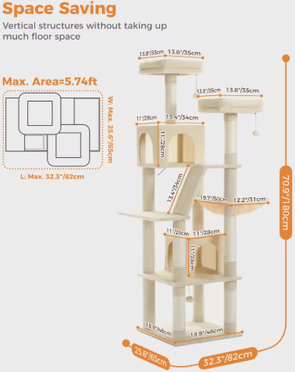 Inspire Picks Climb Nest Multi Level Cat Tree Tower With Hammock Condo & Scratching Posts amt0239bg xl