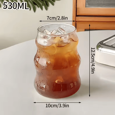 Inspire Picks RippleWave Transparent Drinking Glass Creative Wave Iced Coffee Tumbler b4