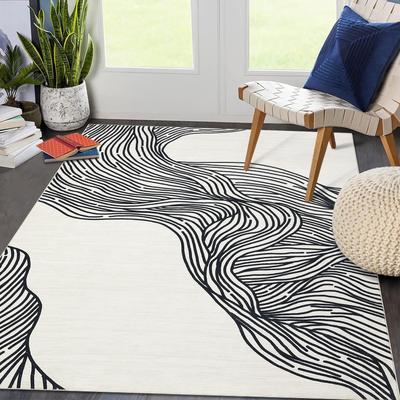 Garvee Flowing Line Abstract Washable Area Rug