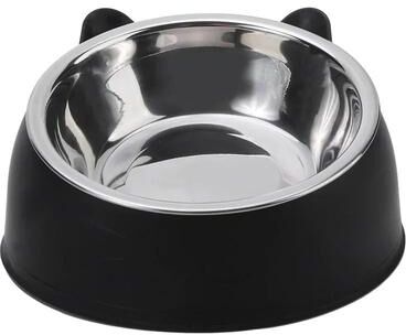 Uplift Essentials Ergonomic Inclined Stainless Steel Pet Feeding Bowl black