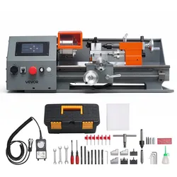 VEVOR Metalldrehmaschine 22 x 40 cm 1100 W CNC Tischdrehmaschine 2500 U/min für Heimwerker, Modellbau und Reparaturen, Touchscreen-Steuerung, Getriebeloser Antrieb und Schnellwechsel-Werkzeughalter