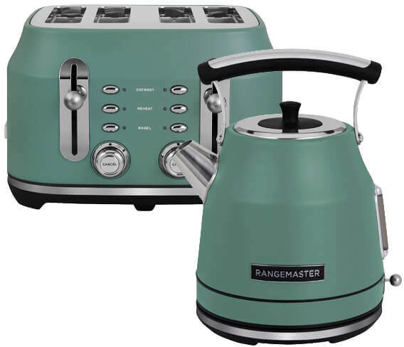 Rangemaster Classic Mineral Green Kettle & 4 Slice Toaster Set