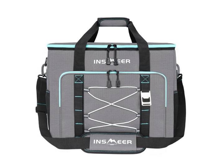 LuxusKollektion Kühltasche Kühltasche 55L 80Cans faltbar auslaufsicher Flaschenöffner Grau