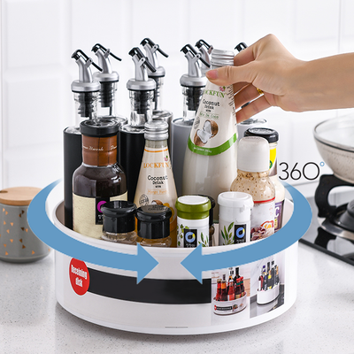 KitchenCuration Anti Skid 360 Rotating Storage Tray Blue Large