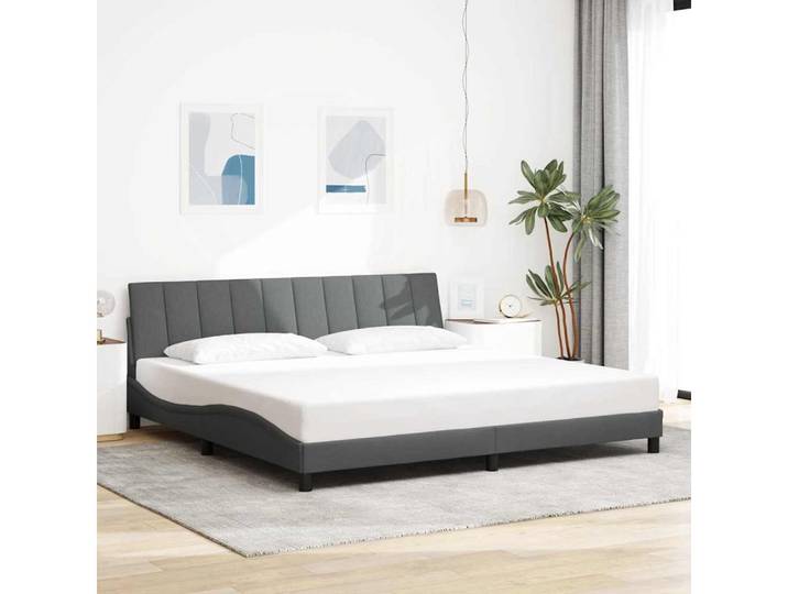 furnicato Bettgestell Hanko 200 x 200 cm Dunkelgrau Stoff Massivholz mit LED (1-tlg), Atmungsaktives Polsterbett mit anpassbarer LED-Lichtshow