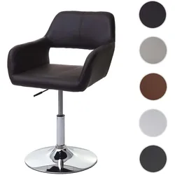 Einzelst�ck | Esszimmerstuhl HWC-A50 III, Stuhl Küchenstuhl, Retro 50er Jahre, Kunstleder ~ braun, Chromfuß