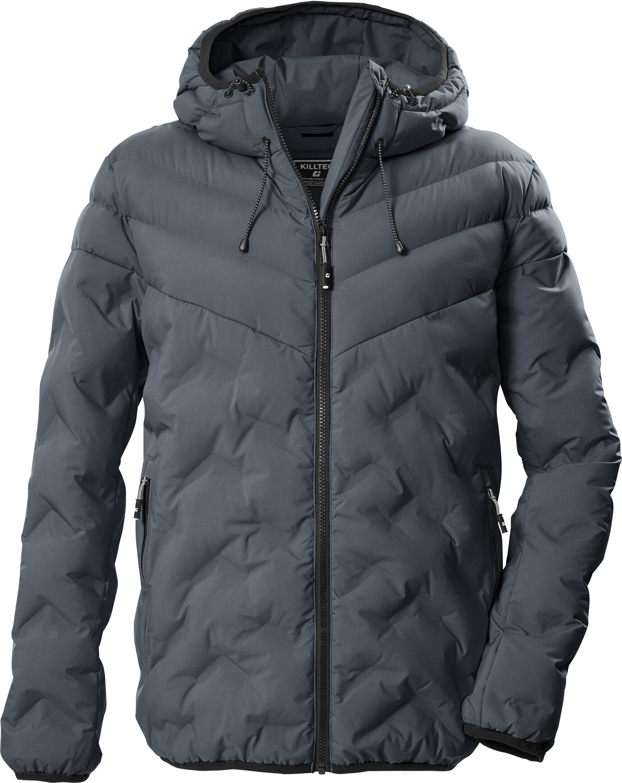 Steppjacke KILLTEC "KOW 295 MN JCKT", Herren, Gr. XL, grau (stahlgrau), Oberseite: 100% Polyester.Rückseite: 100% Polyester.Obermaterial 2: 100% Polyester.Futter: 100% Polyester.Füllung: 100% Polyester, Jacken Steppjacke, Wasserdichte Steppjacke mit Kinns