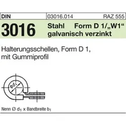 Rohrschelle DIN 3016 Stahl W1 verzinkt mit Gummiprofil ø25 x 15mm