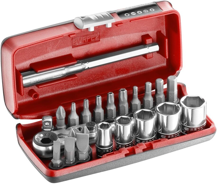 Coffret douilles 1/4'' 6 pans métriques et embouts 23 pièces FACOM R1PICOPB
