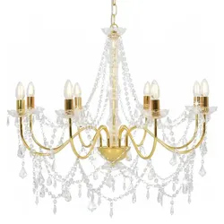 Helloshop26 - Eleganter Designer-Kronleuchter mit Kristallperlen 80 x 75 cm Antik-Stil gemütliche Atmosphäre aus goldenem Metall