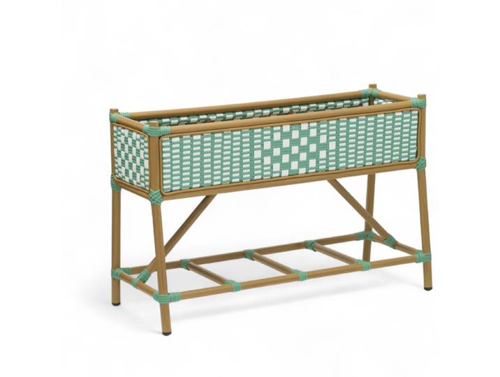 Jardinière de terrasse ORSAY - Tressage Vert Clair et Blanc