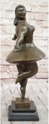 Bronzhaus Signed Abstract Prima Ballerina After Botero Bronze Marble Sculpture Figurine