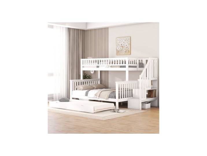 Lits superposés - MUVOE - 90x200 cm et 140x200 cm - Bois massif - Design contemporain - 4 places