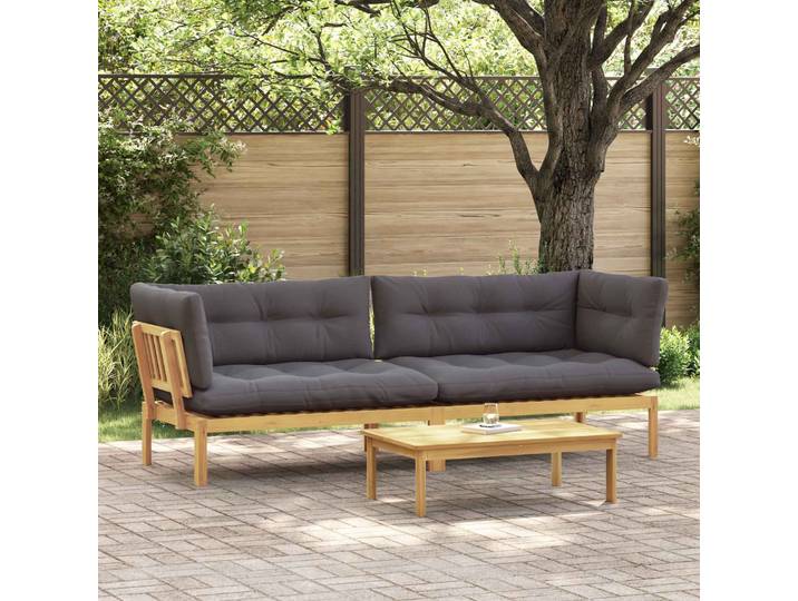 vidaXL Garten Pallet Sofa Einheiten 2 Stück Hellbraun und Dunkelgrau