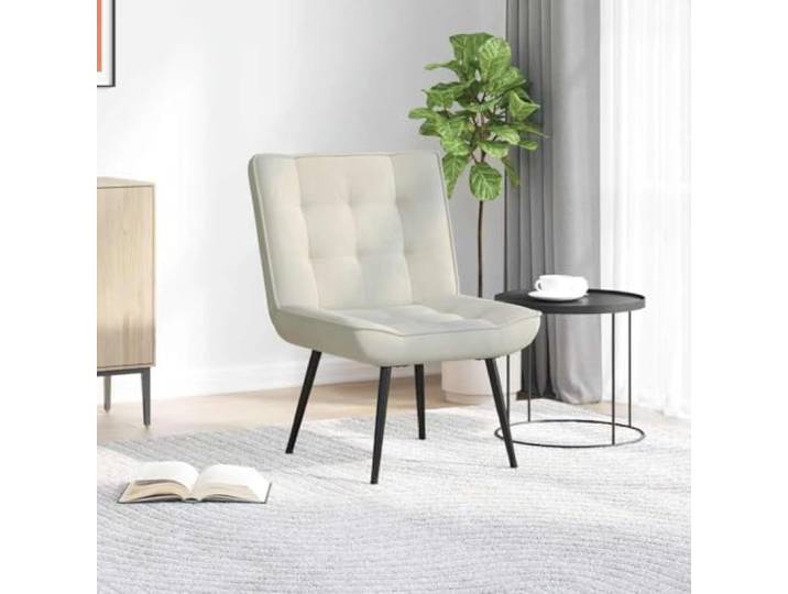 KGTKGTYER Relaxsessel, Samt Loungesessel mit Fußhocker, Creme 64x74x84 cm Inklusive Fußhocker, Weiche Polsterung, Robustes Metallgestell
