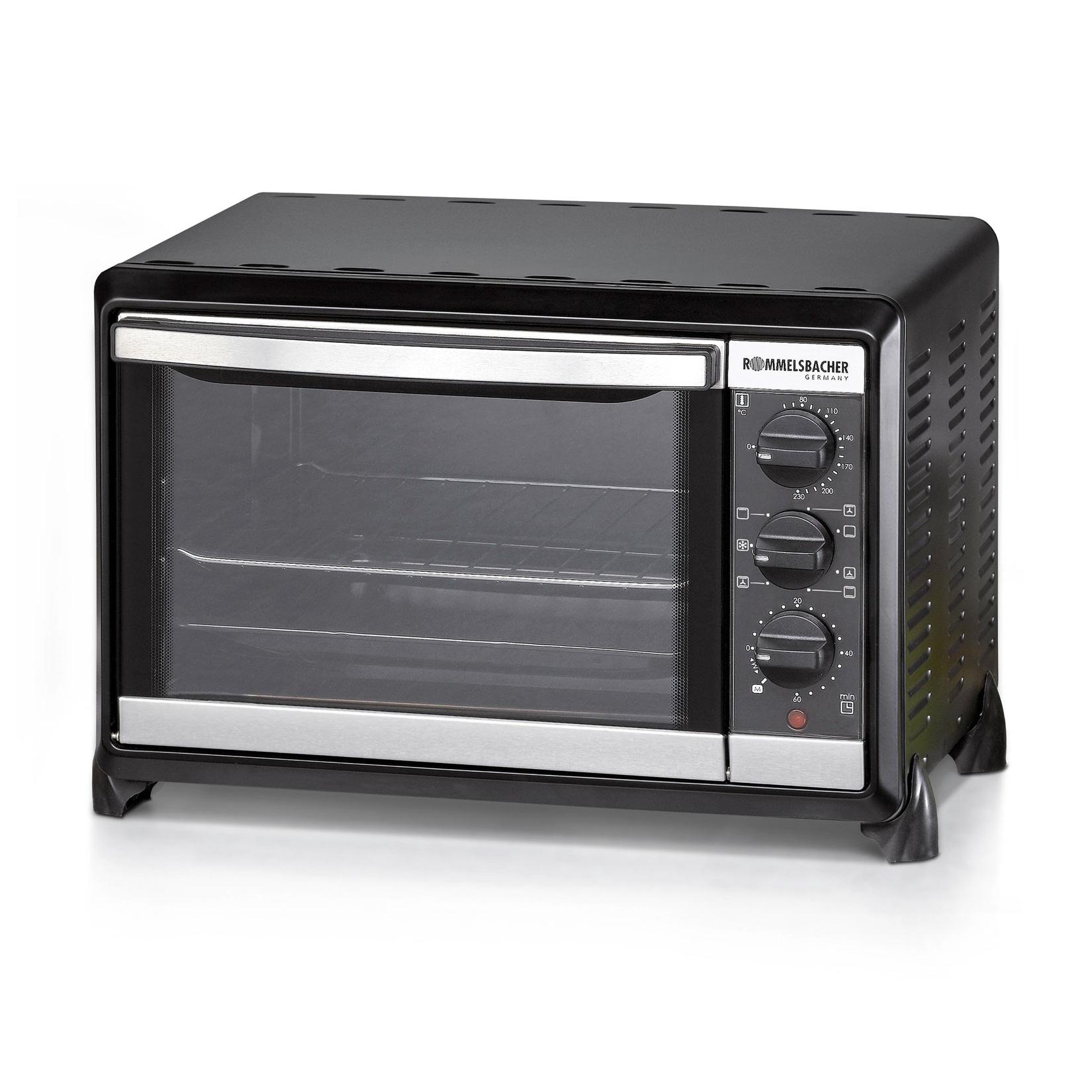 ROMMELSBACHER BG 1250 EX Kleinbackofen, schwarz mit Pizzastein & Umluft