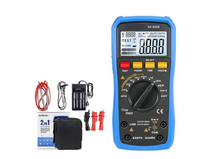 SK-505B 2-in-1-Hochspannungsisolationstester DC1500V Megaohmmeter DAR PI CAT III Auflade-Elektriker-Kabelmotor-Reparaturwerkzeug
