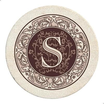 Thirstystone Monogram Letter S Absorbent Sandstone Coaster 4-Pack Made in The USA Decorative, Absorbent, Easily Wipes Clean