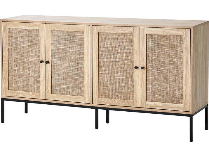 VEVOR Armoire en rotin Commode de rangement en rotin avec 4 portes magnétiques & étagères réglables\, armoire buffet Sideboard