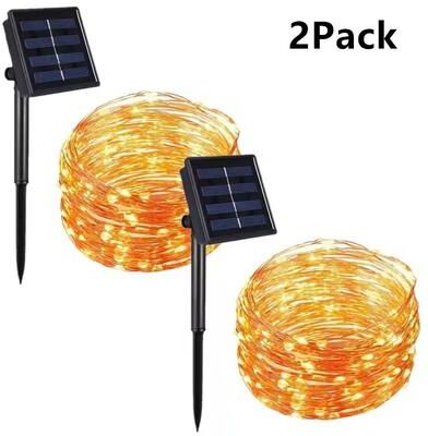 Uplift Treasures LED Solar String Lights Outdoor Garden warm (2 Pcs) 12 M 100 Led